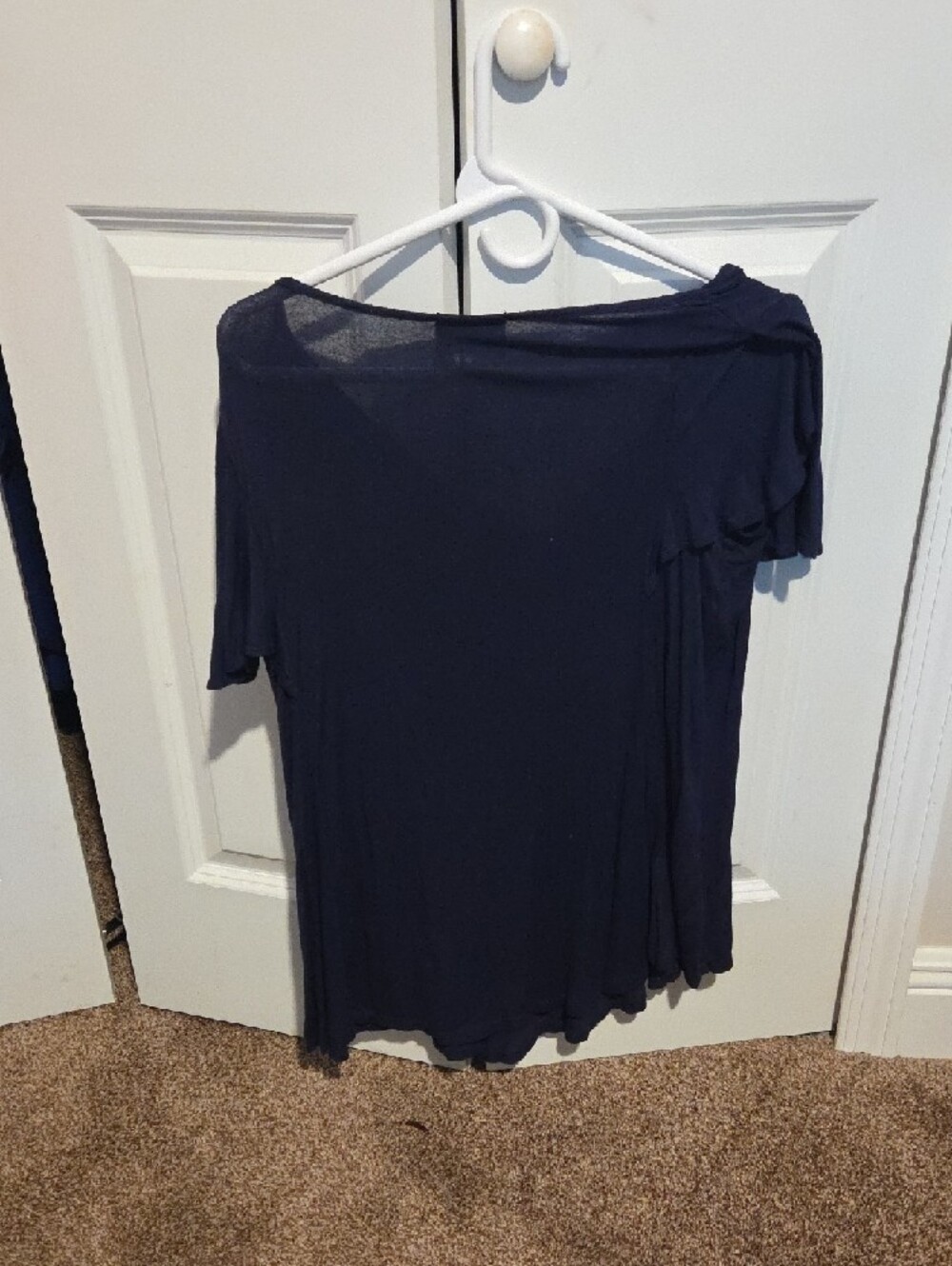 Women's Navy V-Neck Butterfly Rhinestone Tunic - Picture 2 of 3
